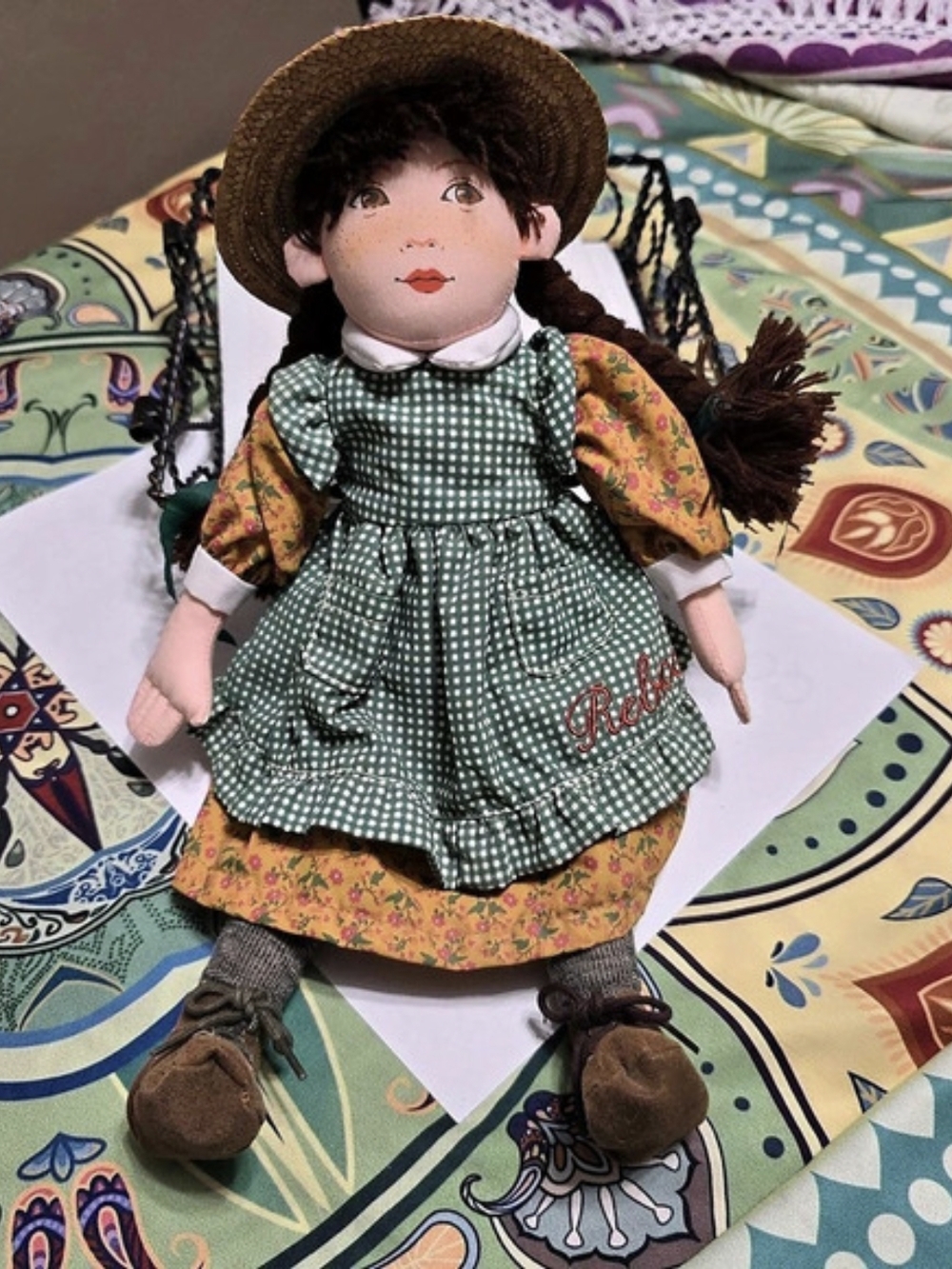 Handmade Rag Doll Green & Yellow